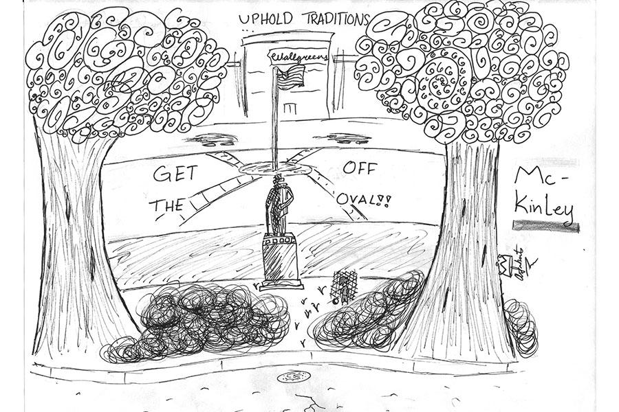 At McKinley, tradition is a very important thing to both teachers and students alike. Following these traditions, such as not stepping on the oval, help us build and maintain a strong sense of pride and school spirit as MHS Tigers.
Art by Aidan Sakaio