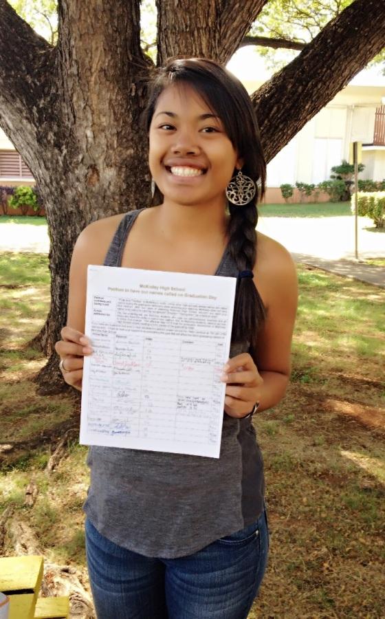 Leviticus sets up a petition for a name-called graduation. (This photo placed third for portrait in the public school division of the 2015 Hawaii High School Journalism Awards.)