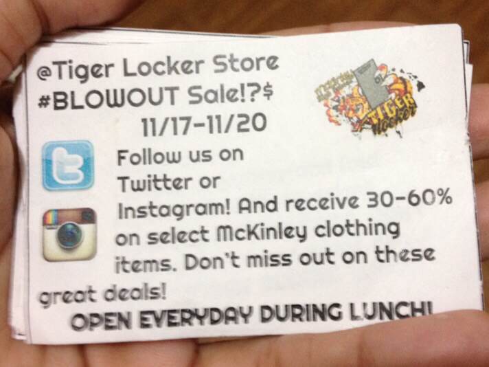 Cards are one of the ways TIger Locker advertises.