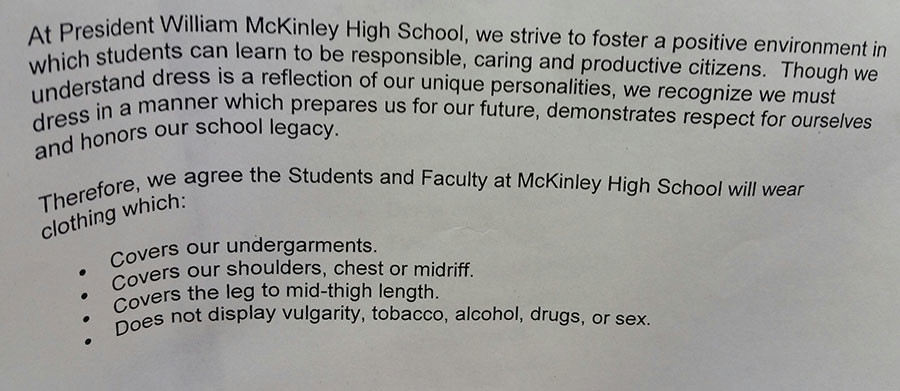 Recommended Dress Code for McKinley High School