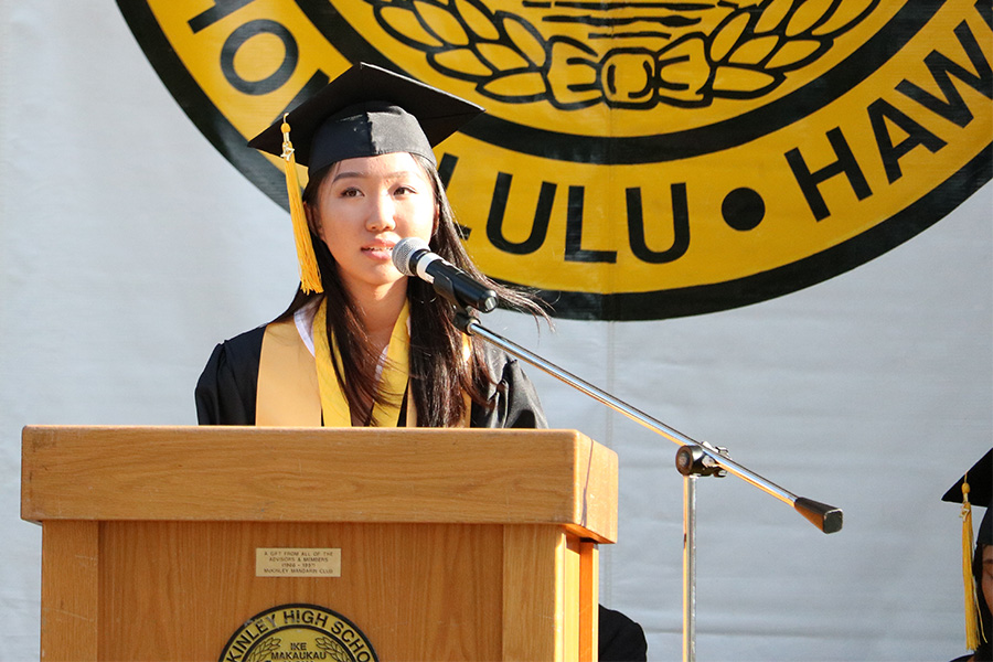 McKinley/Academic honor graduate Josephine Kaohi gave a speech on the past.