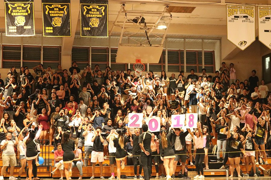 The class of 2018 won the spirit challenge at the Homecoming Assembly.
