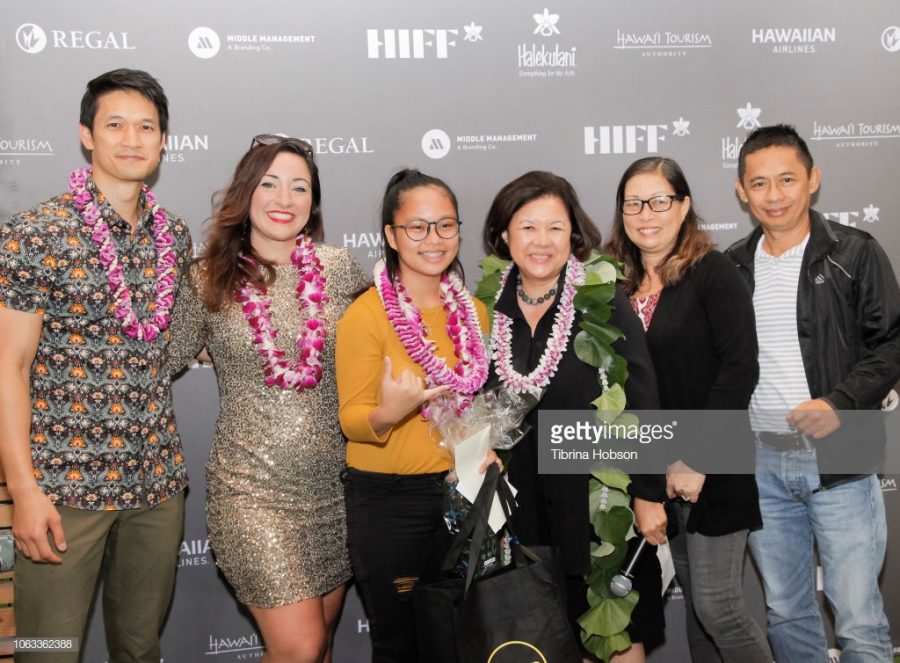 HONOLULU, HI - NOVEMBER 17:  (L-R) Harry Shum Jr., Beckie Stocchetti, Magnolia Basoc, Magnolia Basoc, Magnolia Basoc; Harry Shum Jr.; Beckie Stocchetti, Irene Hirano Inouye and Guests attend the DKII Student Film Initiative + Future Filmmakers Luncheon with Harry Shum, Jr. at the 38th annual Hawaii International Film Festival presented by Halekulani, at the Waiwai Collective on November 17, 2018 in Honolulu, Hawaii.  (Photo by Tibrina Hobson/Getty Images)