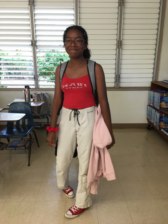 Freshman Shayna Jackson said she dressed up today because it seemed like a cool day, 2000s trends are nice.