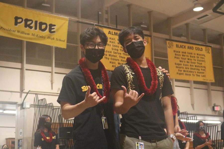 The last two students of the line at the Aloha Assembly (Jonathan Lee and Anthony Hoang) have the most scholarship money out of all the students