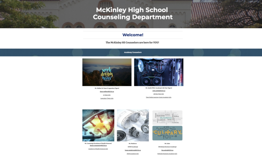 Students can find information about how to reach counselors at McKinley High Schools website --> Academics --> Counselors.