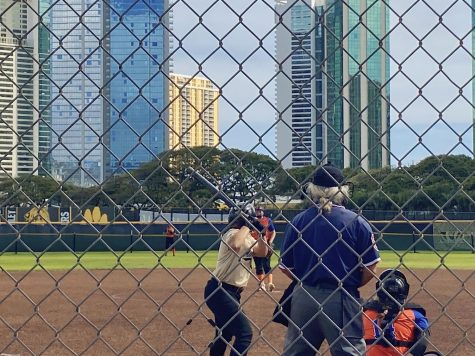 c/o 2024 Natalia Nieves, getting ready to swing at  the softball game against Kalaheo high school on Monday April 24, 2023.
Photo Taken By, Aubryanna Hale 