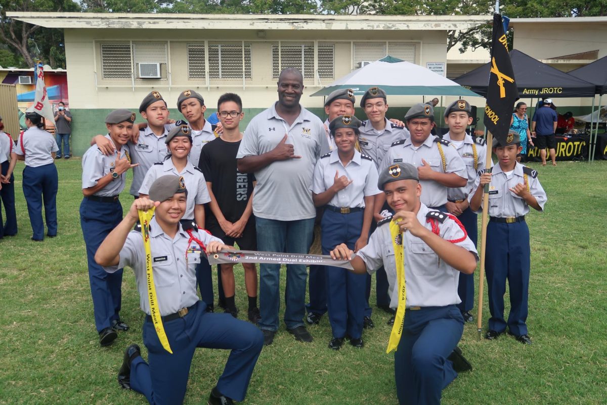 Jan. 20, 2024, Tiger Battalion JROTC competed at West Point Drill Meet at Kaimuki High School, winning 2nd place duel exhibition, 1st and 2nd place solo exhibition, and 4th place unarmed regulation and color guard. - Tommy Vo