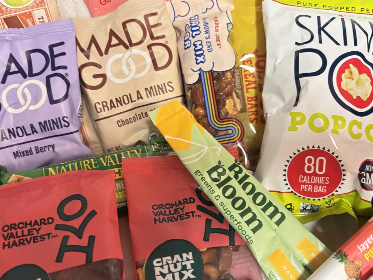 Some of Rose Ganotisi’s favorite healthy snacks such as Made Good granola minis, Skinny Pop Popcorn and Orchard Valley Harvest Nut Mix. Photo by Rose Ganotisi (c/o 2028).