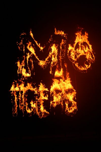The M is lit on fire. Everyone attending watches from behind the fence. What follows is the singing of Black and Gold and the school's alma mater.
Photo by Cheska Orias (c/o '26)