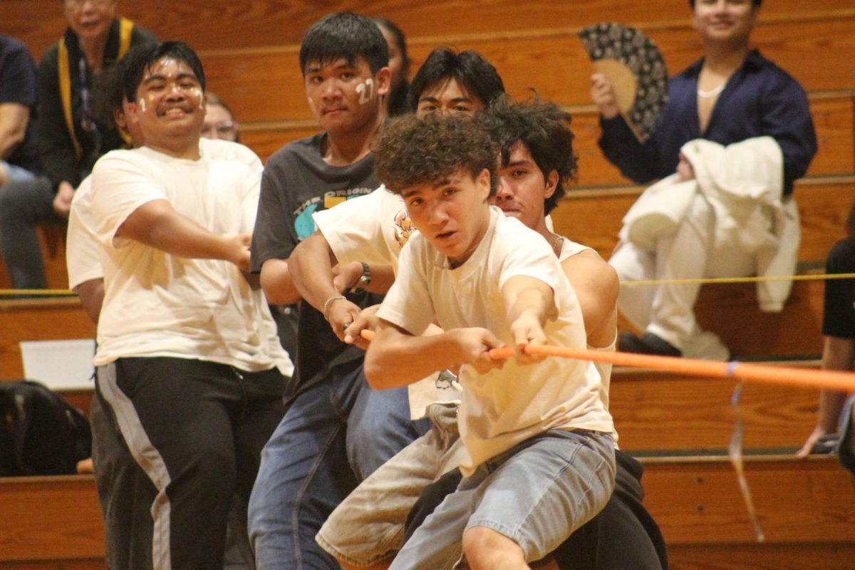 Representatives of the class of 2027 participate in the tug of war game. They placed third, losing against the freshmen.
Photo by Poli Cootey-Garcia