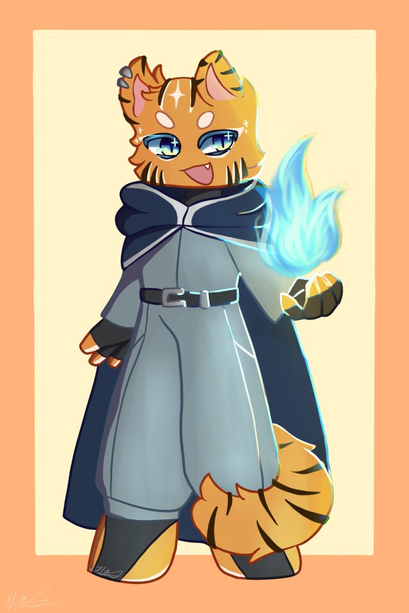 Shane Junior, The Pinion's mascot, acting as Warlock - Great Old One. In class each staffer got a acrylic charm if they filled out the google form. If they did not, they got a acrylic charm of Shane Junior.
Art by Cheska Orias.